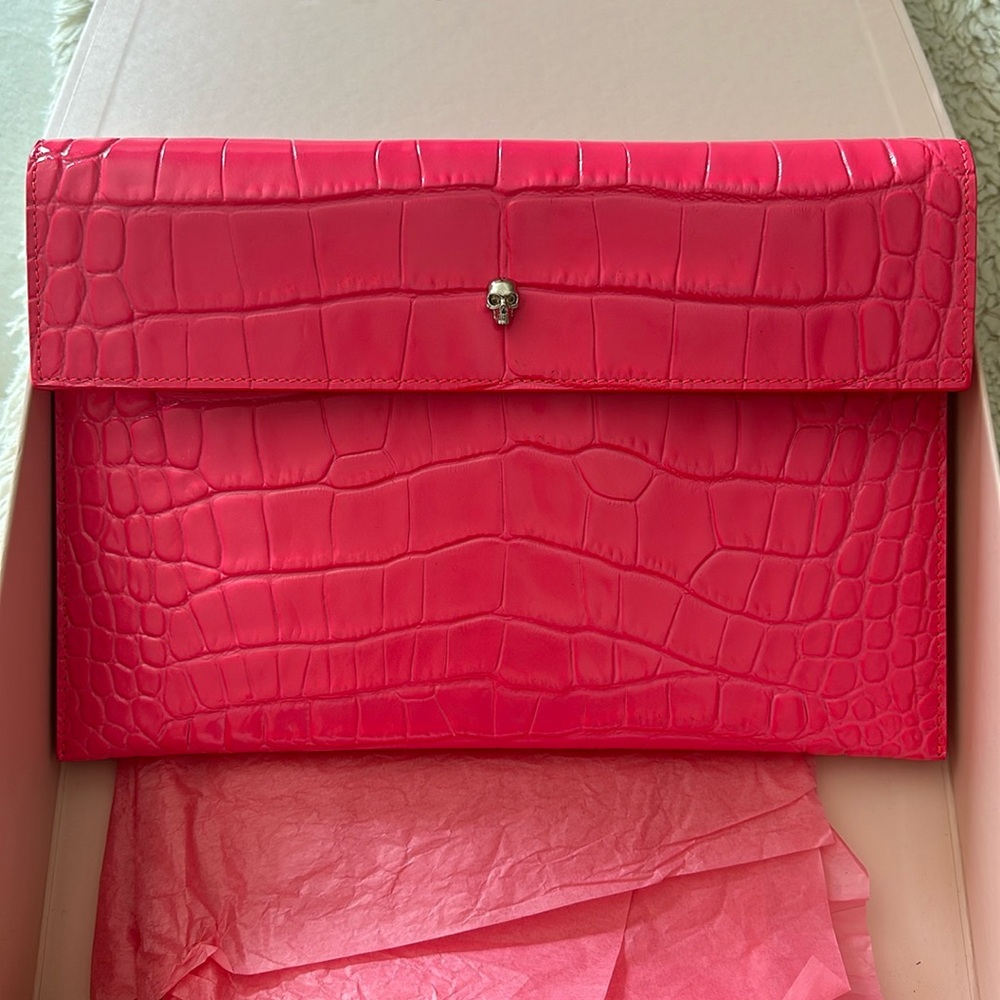 Brand new Alexander McQueen clutch purse in hot pink.